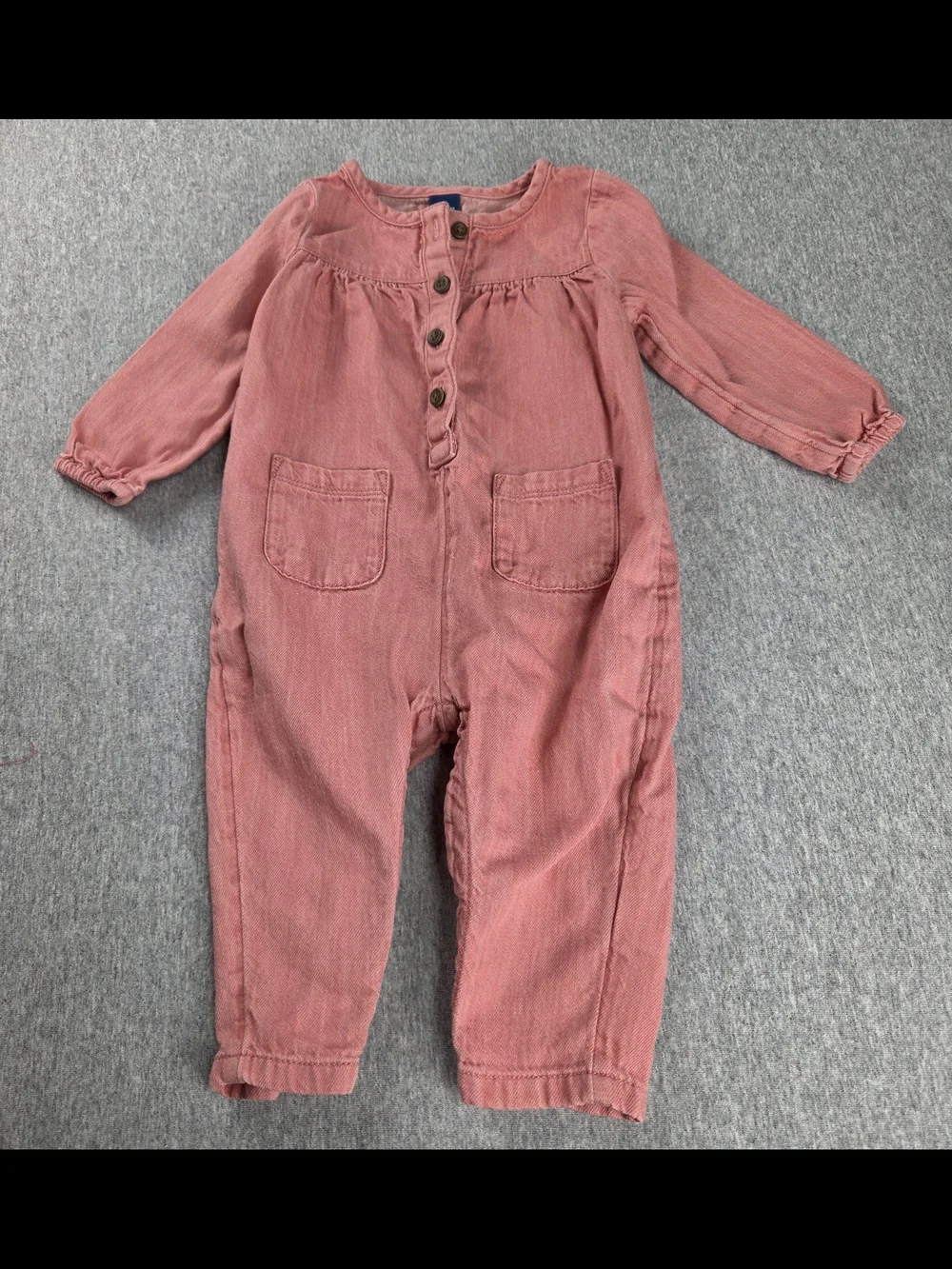 Old Navy 6-12 M Baby One Piece Orange Snap Button Outfit